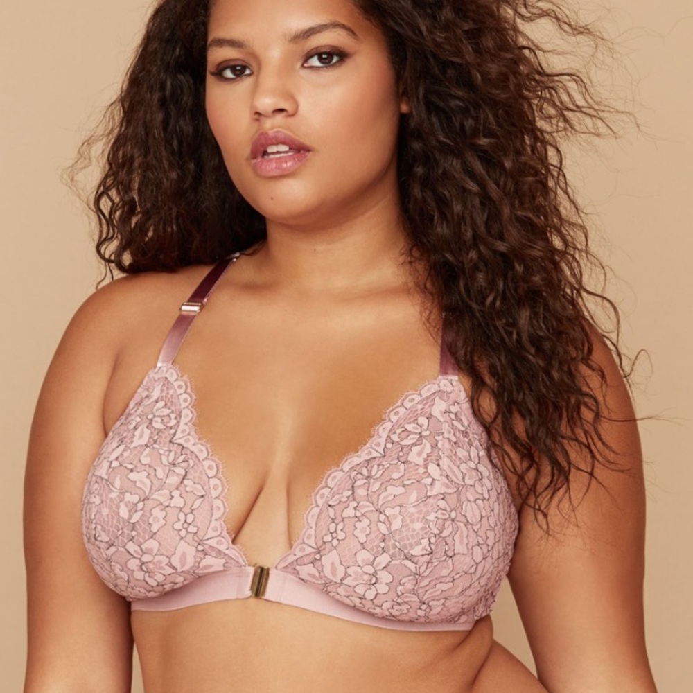 Woodrose Cross-Dyed Lace Front-Close No Wire Bra